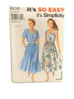 Simplicity Sewing Pattern 8258 Womens Dress Size 8 10 12 14 16 18 1993